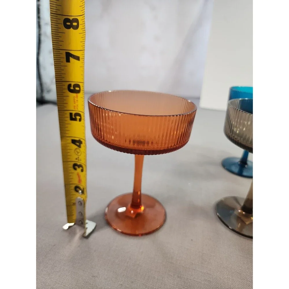 Cocktail Drinkware Set (6) Vintage Multi Colored Plastic Stemware